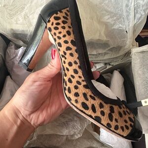 Coach Leopard Print Heels with Black Patent Toe